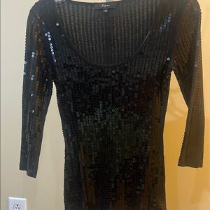 Express Black Sequin Top